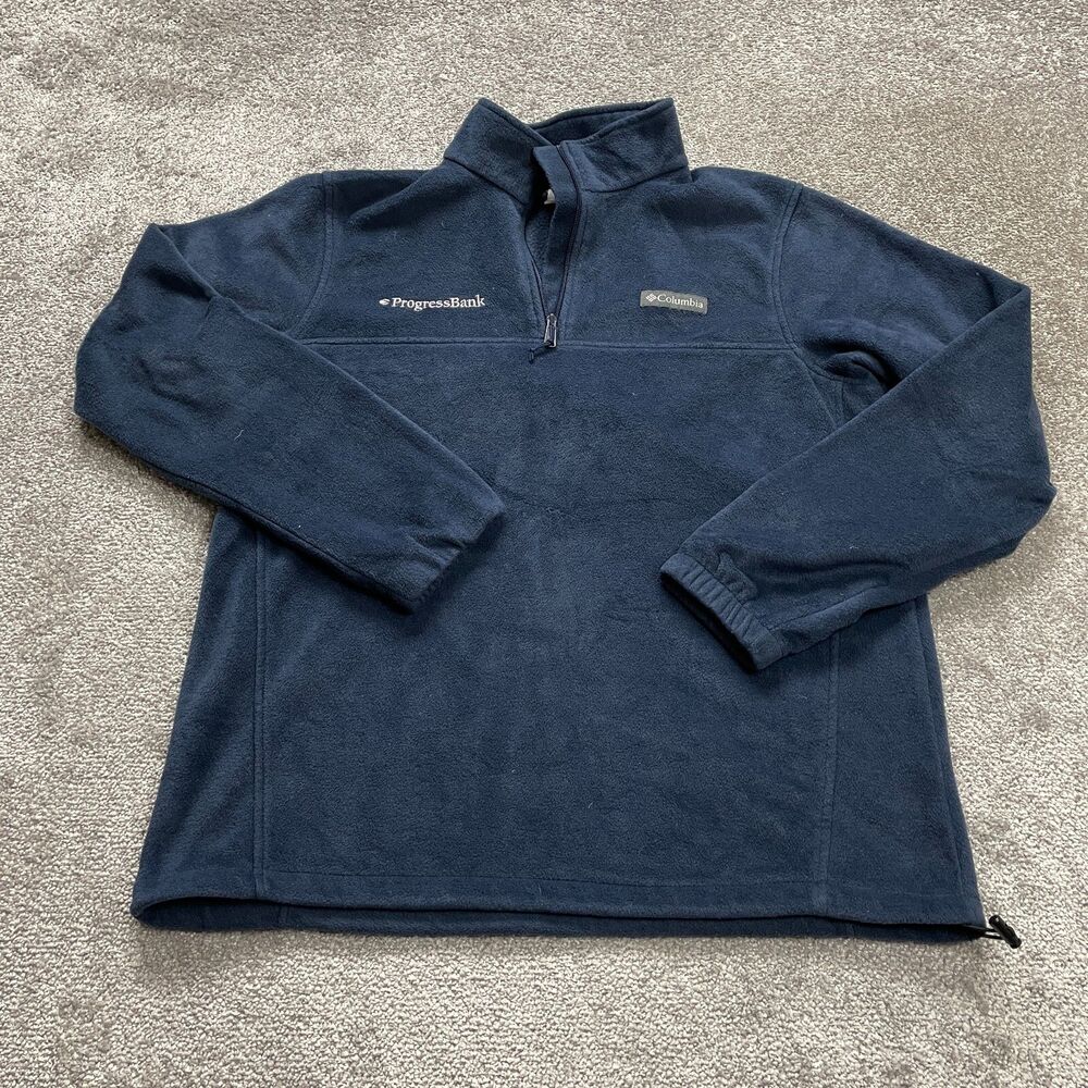 Columbia Sweatshirt Mens Large Dark Blue Zip Up High Neck Fleece Jacket Outdoor